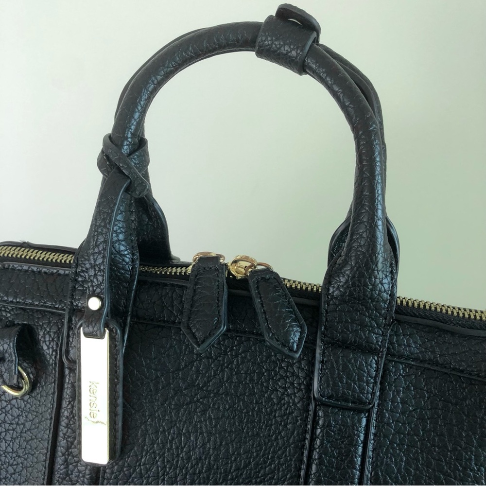 Kenzie Bag Black Tote Shoulder Gold-Tone Faux Leather Strap Medium Crossbody - Picture 4 of 16